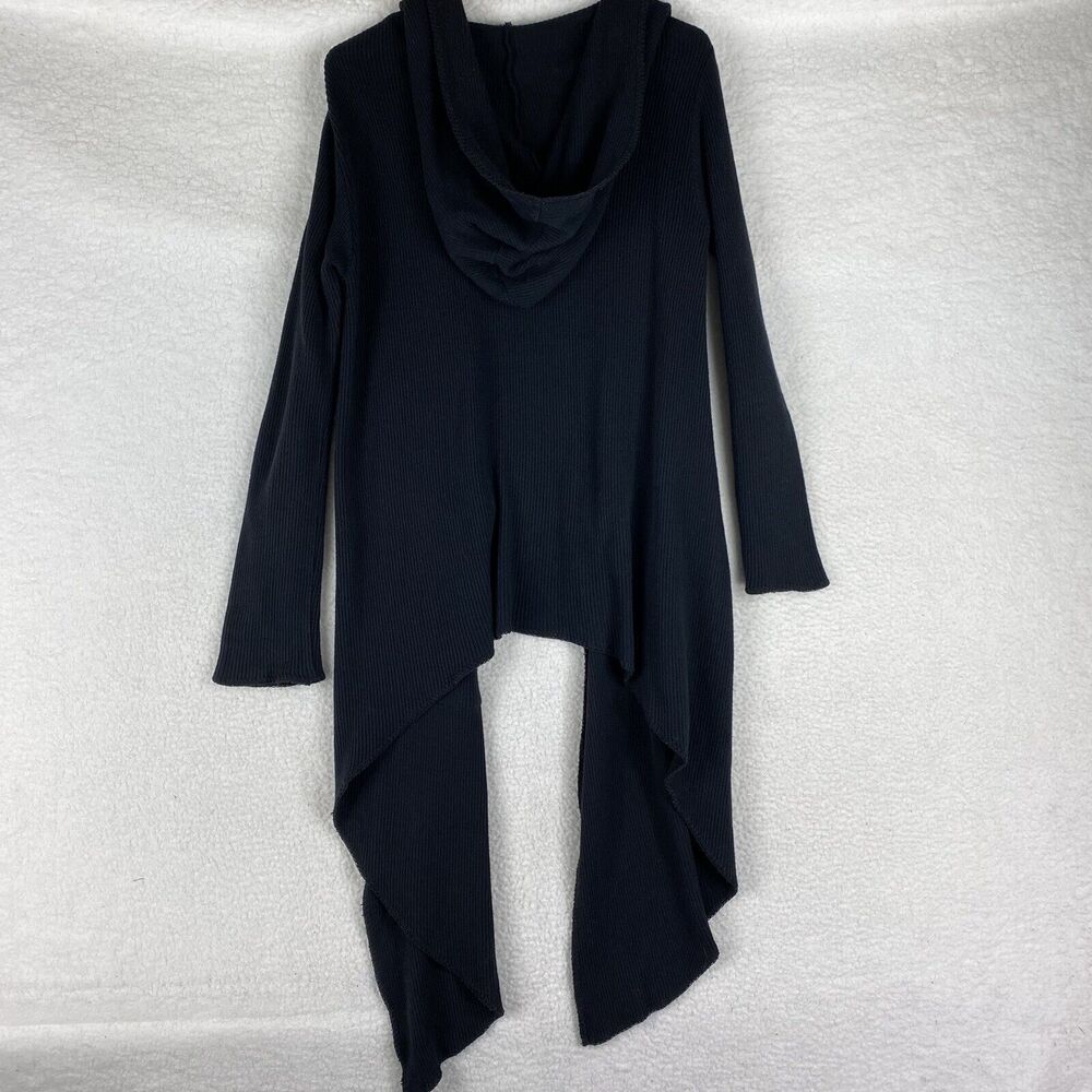 Johnny Was Pete & Greta Cardigan Size XS Black Draped Hooded Open Front Long - Picture 8 of 13